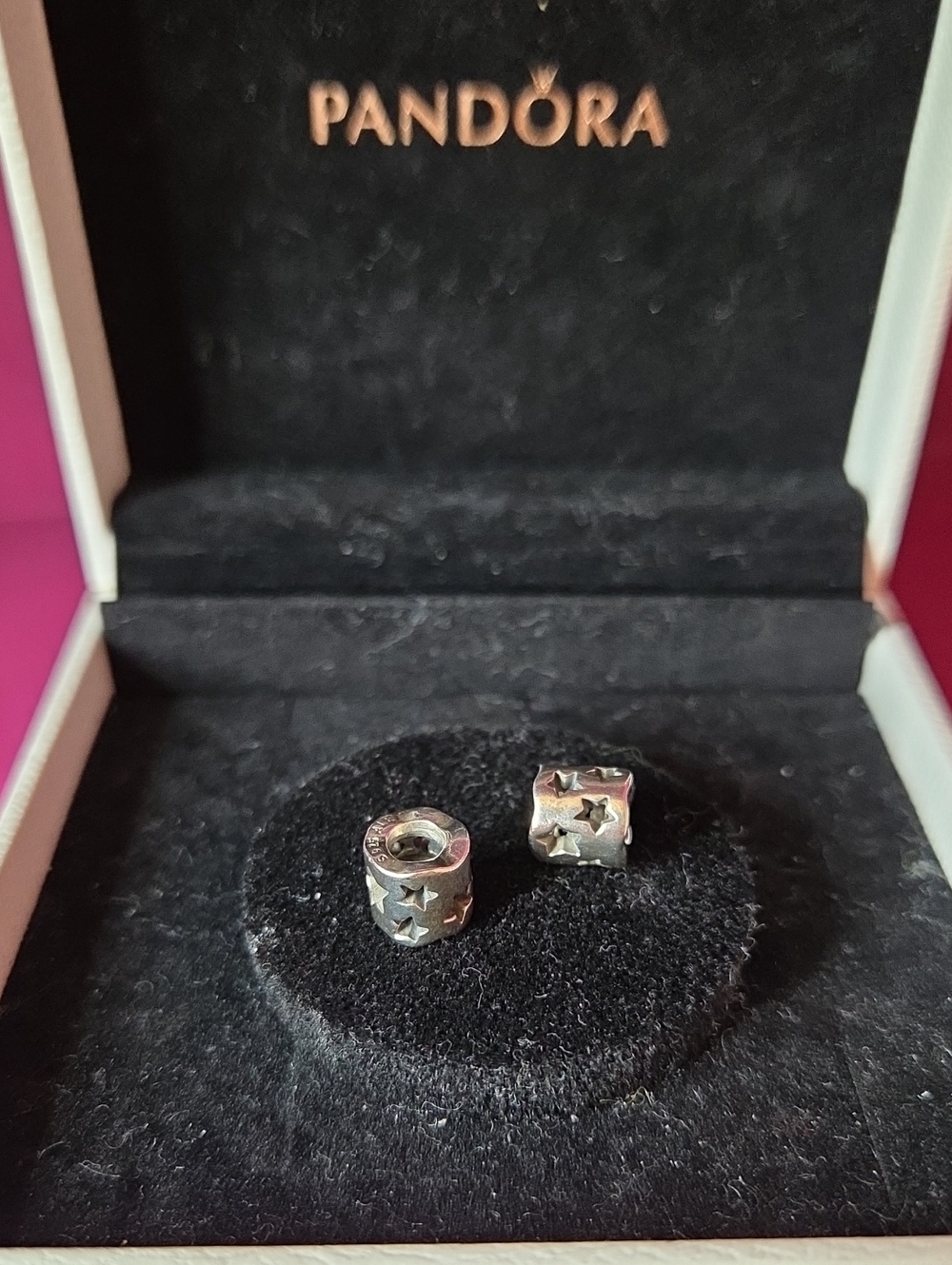 x2 Retired Pandora "Seeing Stars" Openwork Sterling Silver Charms 790348